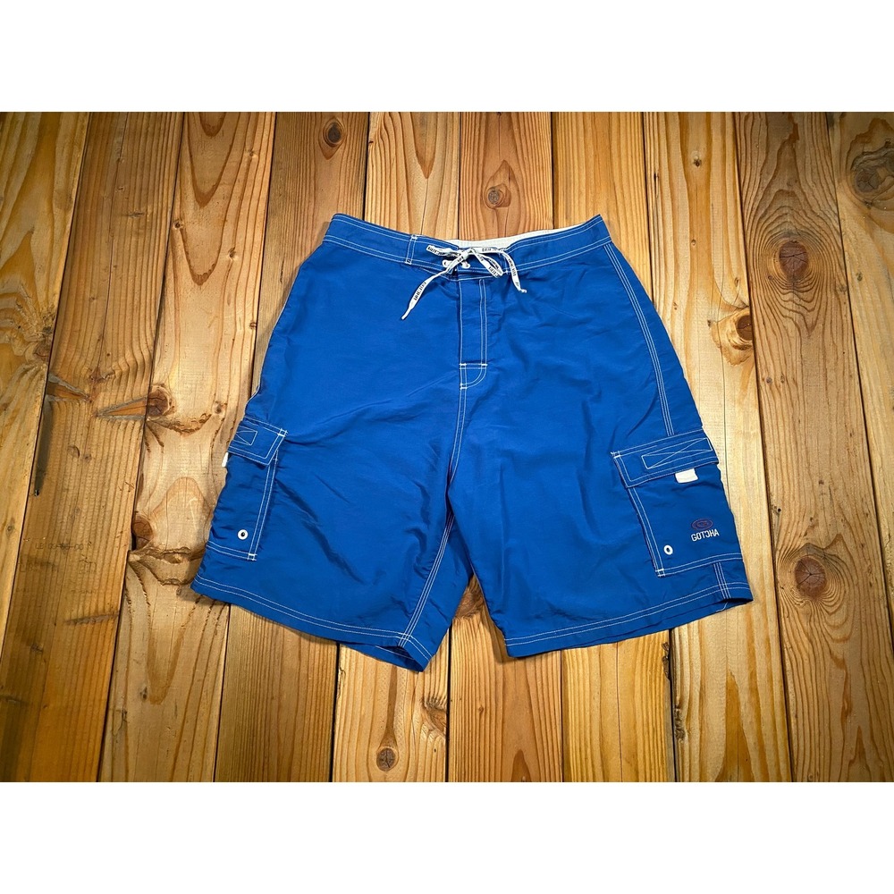 Vintage Y2K Gotcha Boarding Royal Blue Cargo Board Shorts - Men's Size 34